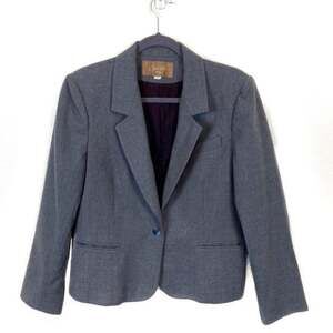 Saville Wool Blazer Vintage Size 16 Fits Like Large Short Gray Secretary Chic